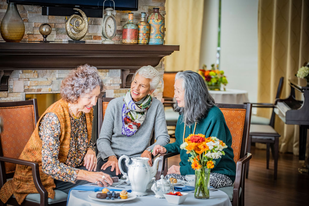 Group of senior woman having tea